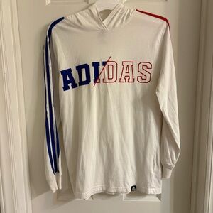 adidas youth medium White Crewneck Tee with red blue Logo